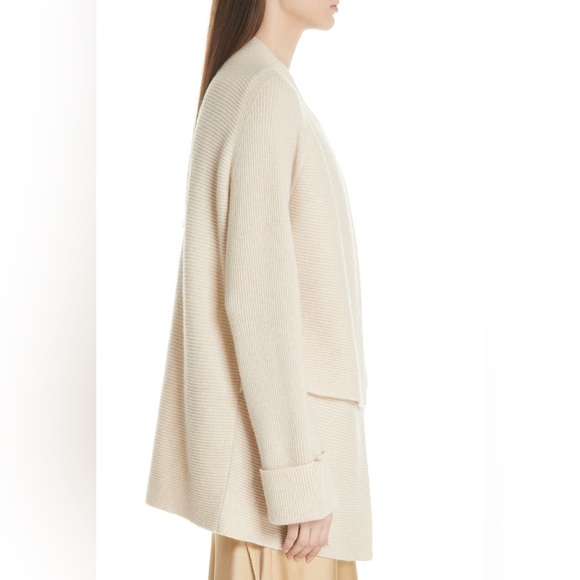 NWT VINCE Drape Front Wool & Cashmere Cardigan In Sand - Picture 3 of 7
